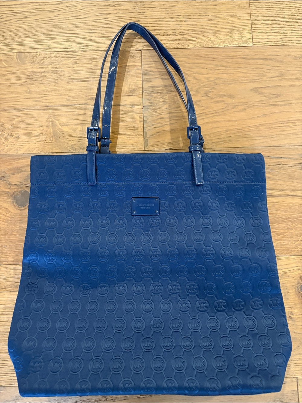 Michael Kors Blue Embossed Logo Tote Bag